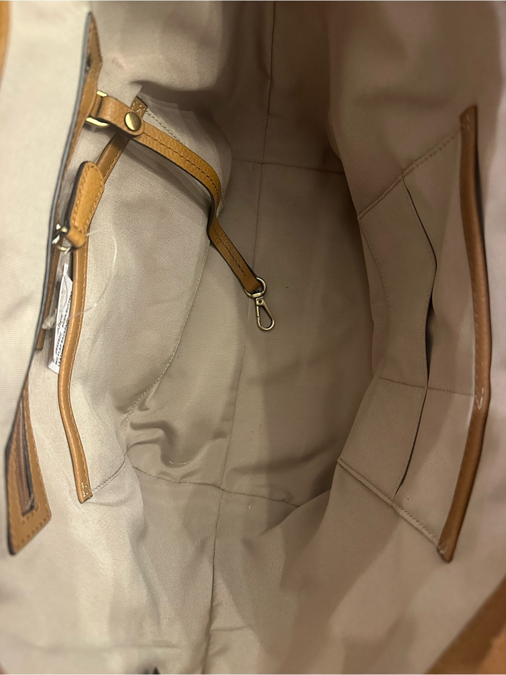 Michael Kors Tan/Brown Woven Chevron Drawstring Bucket Bag - Picture 6 of 6